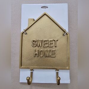 NWT Target Threshold Goldtone "Sweet Home" Wall Hooks Sign Key Rack